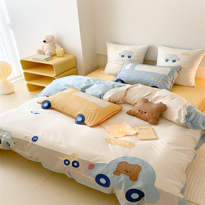 91家纺网 家纺一手货源 找家纺 （总）星野 2023新款100支双股澳棉提花四件套-公路奇遇记