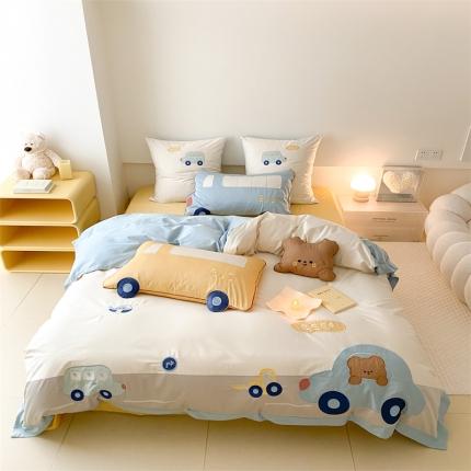 （总）星野 2023新款100支双股澳棉提花四件套-公路奇遇记