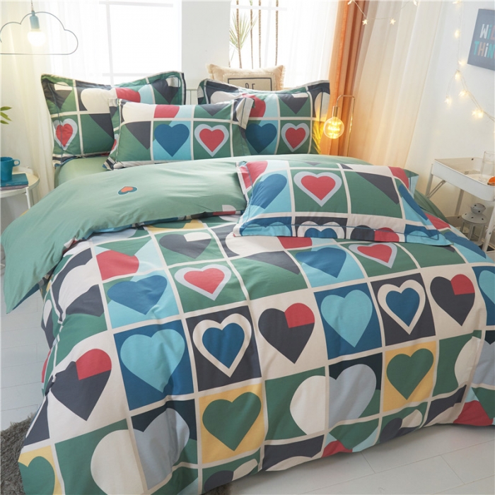 91家纺网 家纺一手货源 找家纺 沐白家居 2023全棉13376全棉印花四件套 彩虹心