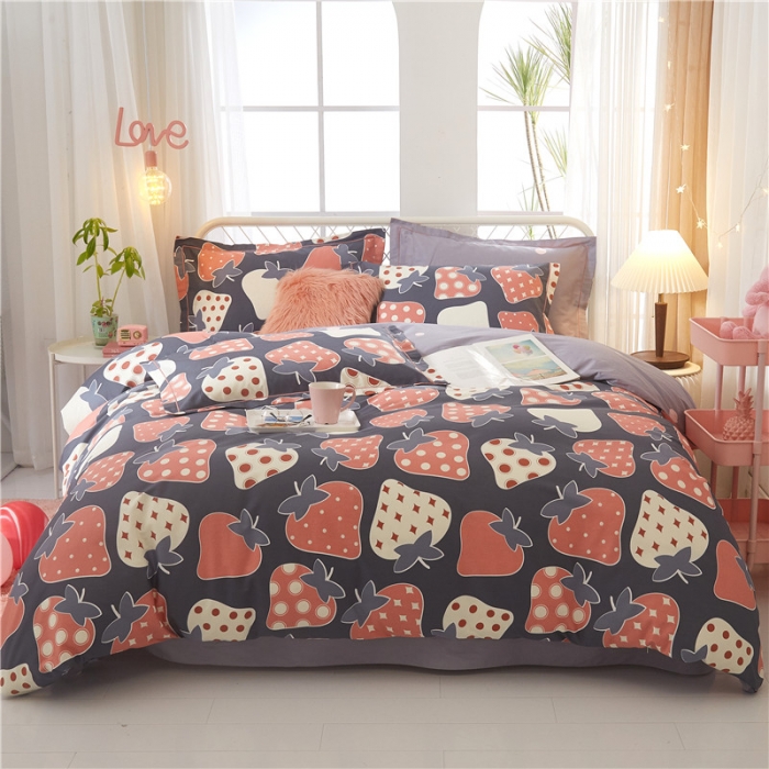 91家纺网 家纺一手货源 找家纺 沐白家居 2023全棉13376全棉印花四件套 小甜心