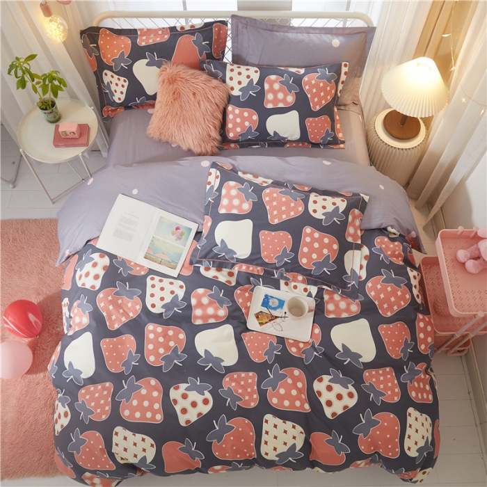 91家纺网 家纺一手货源 找家纺 沐白家居 2023全棉13376全棉印花四件套 小甜心