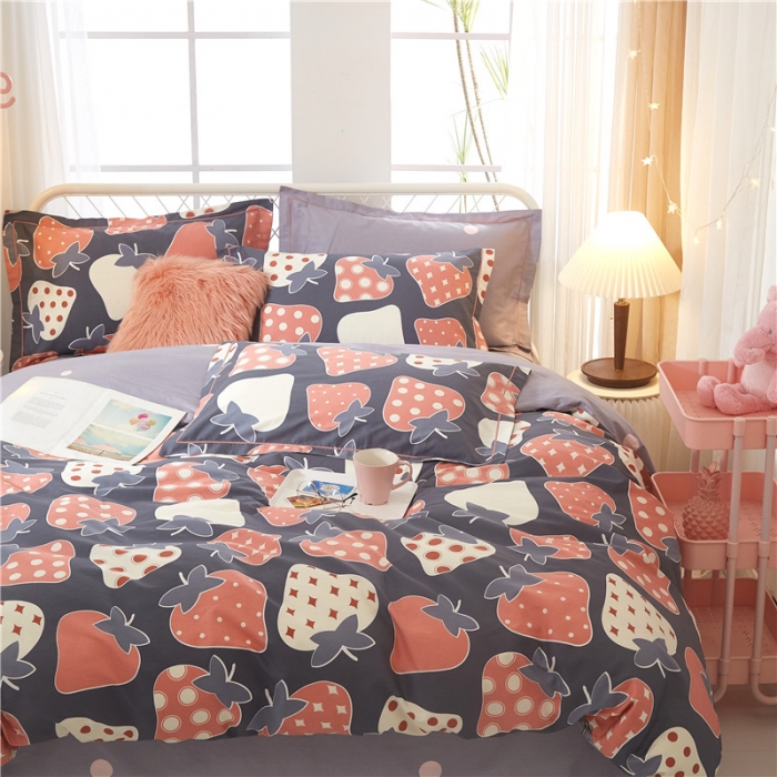 91家纺网 家纺一手货源 找家纺 沐白家居 2023全棉13376全棉印花四件套 小甜心