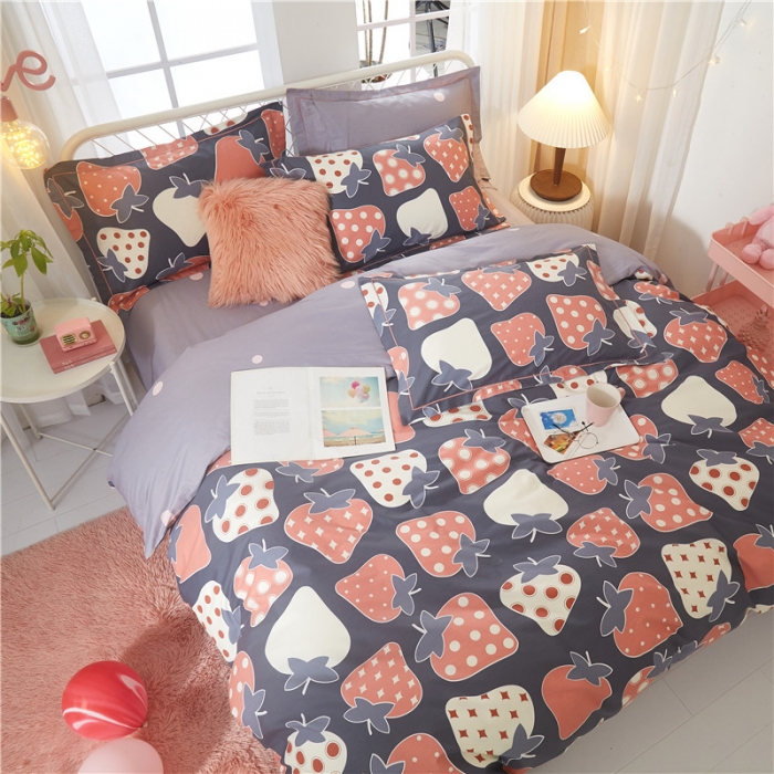 91家纺网 家纺一手货源 找家纺 沐白家居 2023全棉13376全棉印花四件套 小甜心