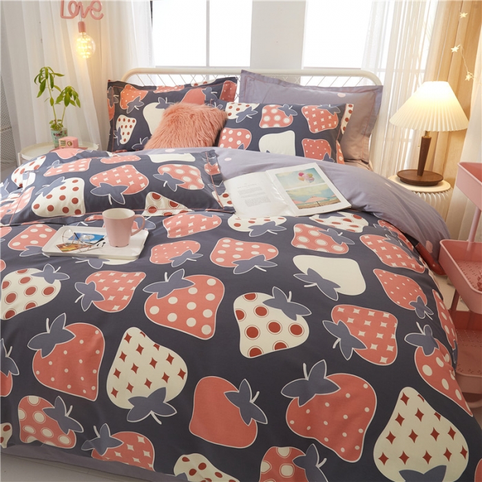 91家纺网 家纺一手货源 找家纺 沐白家居 2023全棉13376全棉印花四件套 小甜心