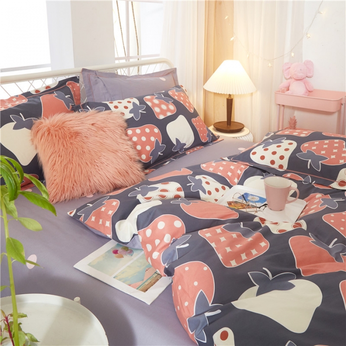 91家纺网 家纺一手货源 找家纺 沐白家居 2023全棉13376全棉印花四件套 小甜心