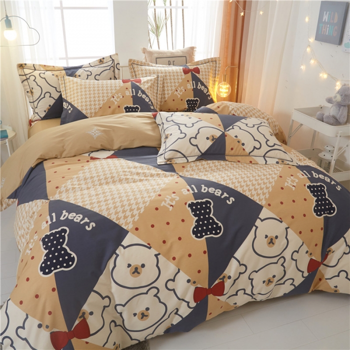 91家纺网 家纺一手货源 找家纺 沐白家居 2023全棉13376全棉印花四件套 熊可心