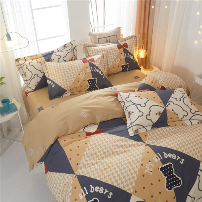 91家纺网 家纺一手货源 找家纺 沐白家居 2023全棉13376全棉印花四件套 熊可心