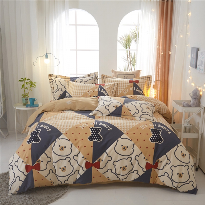 91家纺网 家纺一手货源 找家纺 沐白家居 2023全棉13376全棉印花四件套 熊可心