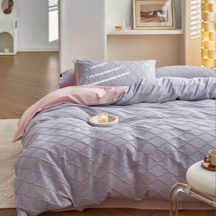 91家纺网 家纺一手货源 找家纺 2023新款法芙40s水波纹提花水洗棉全棉四件套（风格二）