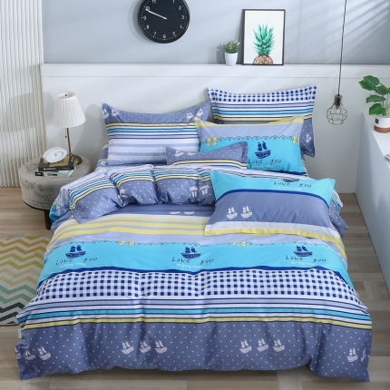 91家纺网 家纺一手货源 找家纺 （总）新款12868全棉学生宿舍三件套卡通纯棉四件套