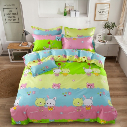 91家纺网 家纺一手货源 找家纺 （总）新款12868全棉学生宿舍三件套卡通纯棉四件套