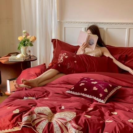 （总）优然居 2023新款100支长绒棉贡缎刺绣系列-蝶影