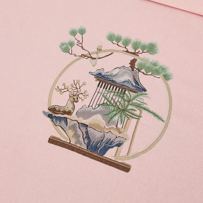 91家纺网 家纺一手货源 找家纺 莉人坊 2023新款棉麻佳颜小鹿 床罩 佳颜小鹿 粉色