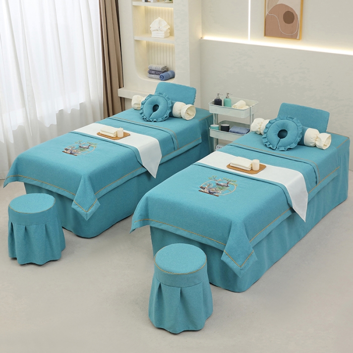 91家纺网 家纺一手货源 找家纺 莉人坊 2023新款棉麻佳颜小鹿 床罩 佳颜小鹿 湖蓝