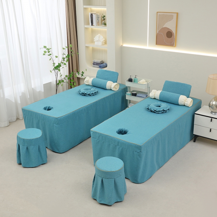 91家纺网 家纺一手货源 找家纺 莉人坊 2023新款棉麻佳颜小鹿 床罩 佳颜小鹿 湖蓝