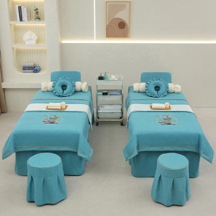 莉人坊 2023新款棉麻佳颜小鹿 床罩 佳颜小鹿 湖蓝