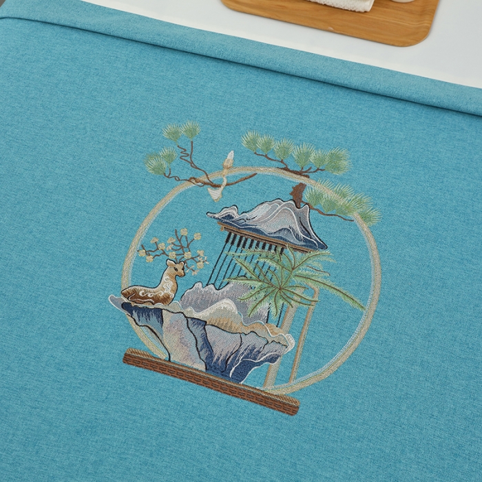 91家纺网 家纺一手货源 找家纺 莉人坊 2023新款棉麻佳颜小鹿 床罩 佳颜小鹿 湖蓝