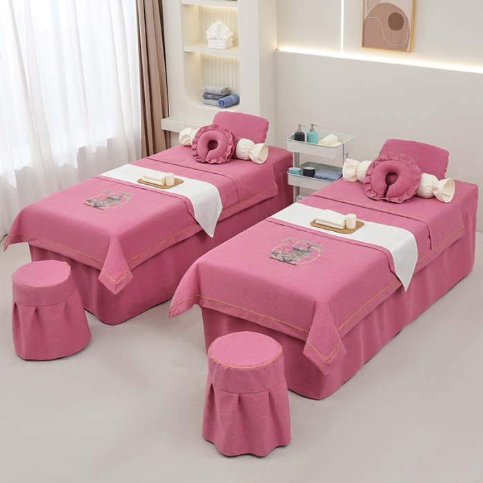 91家纺网 家纺一手货源 找家纺 莉人坊 2023新款棉麻佳颜小鹿 床罩 佳颜小鹿 酒红