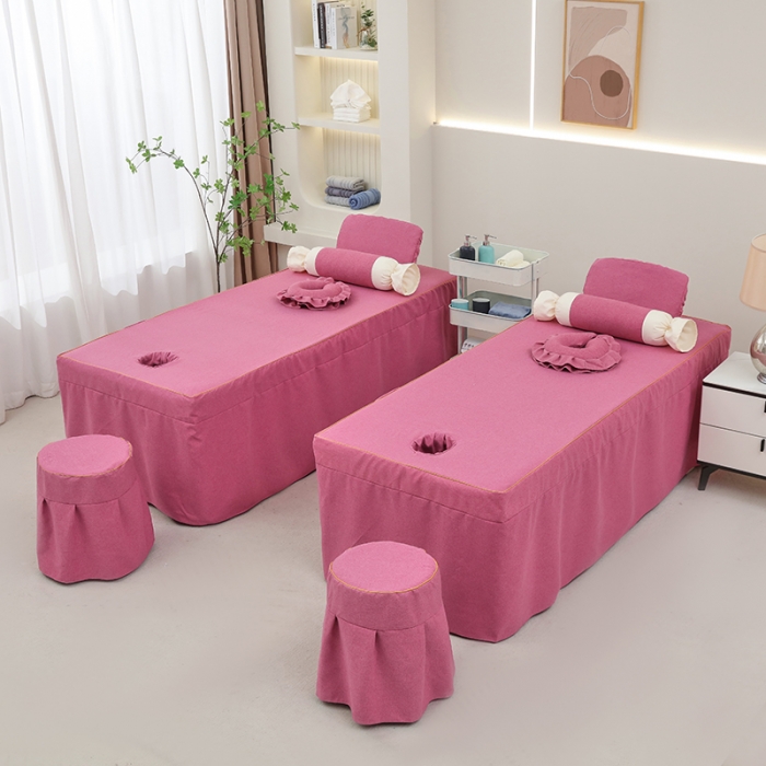 91家纺网 家纺一手货源 找家纺 莉人坊 2023新款棉麻佳颜小鹿 床罩 佳颜小鹿 酒红