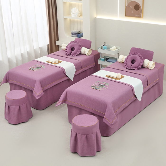 91家纺网 家纺一手货源 找家纺 莉人坊 2023新款棉麻佳颜小鹿 床罩 佳颜小鹿 紫色