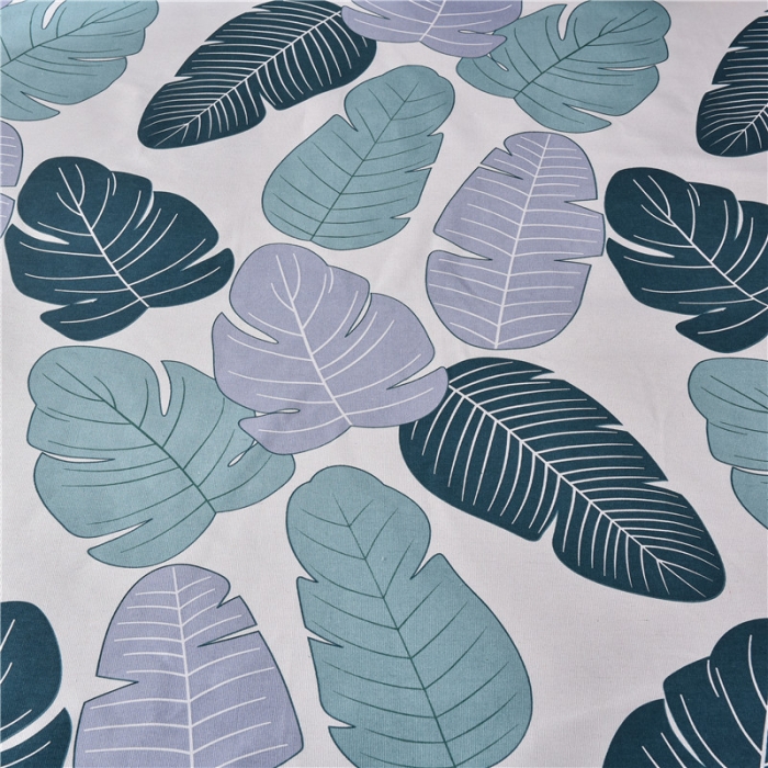 91家纺网 家纺一手货源 找家纺 韩后2025新款粗布印花床单枕套三件套芭蕉叶