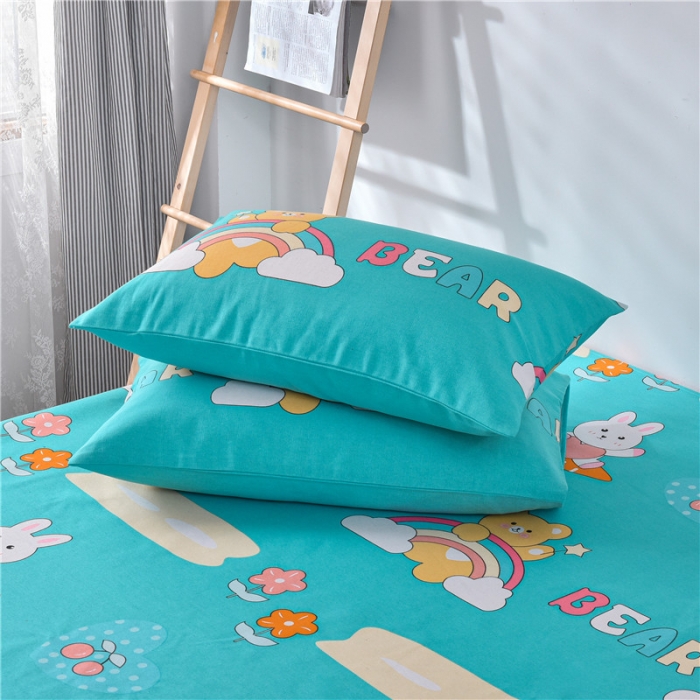 91家纺网 家纺一手货源 找家纺 韩后2025新款粗布印花床单枕套三件套动物派对