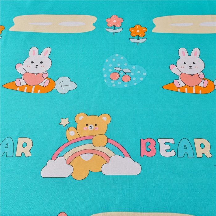 91家纺网 家纺一手货源 找家纺 韩后2025新款粗布印花床单枕套三件套动物派对