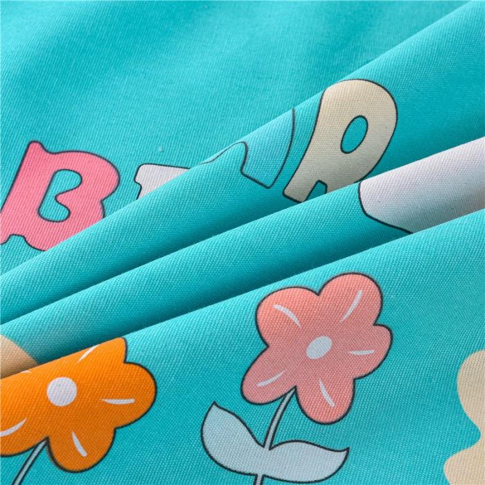 91家纺网 家纺一手货源 找家纺 韩后2025新款粗布印花床单枕套三件套动物派对