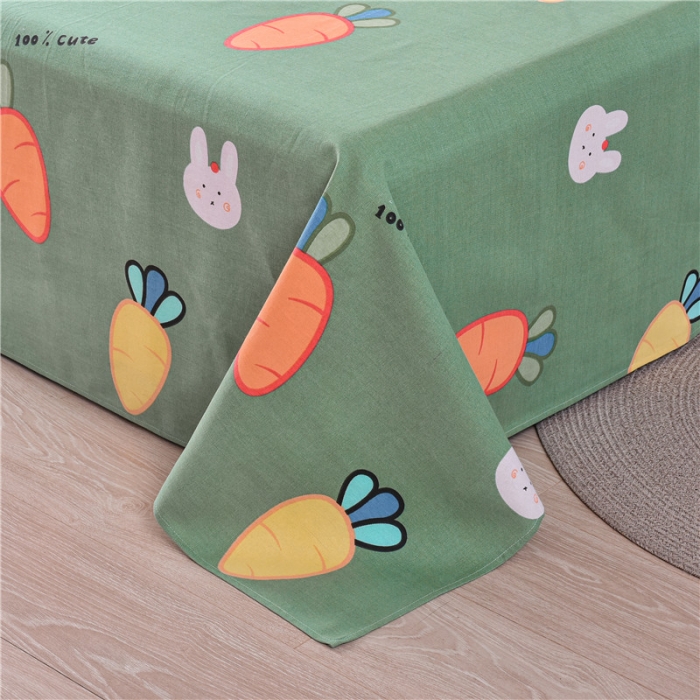 91家纺网 家纺一手货源 找家纺 韩后2025新款粗布印花床单枕套三件套胡萝卜兔-绿