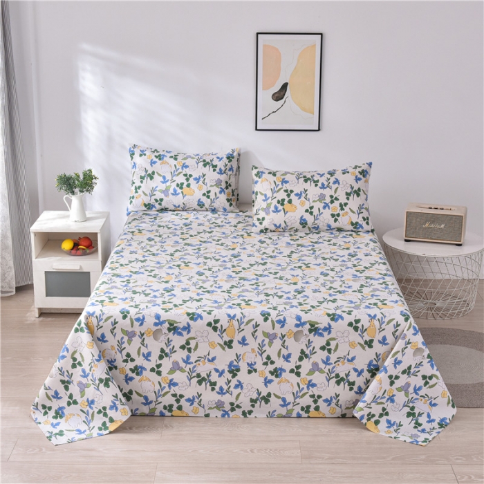 91家纺网 家纺一手货源 找家纺 韩后2025新款粗布印花床单枕套三件套花间兔