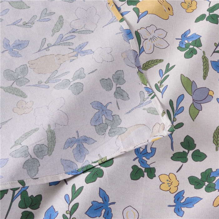 91家纺网 家纺一手货源 找家纺 韩后2025新款粗布印花床单枕套三件套花间兔