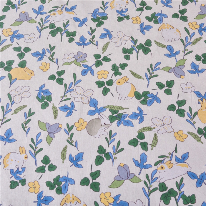 91家纺网 家纺一手货源 找家纺 韩后2025新款粗布印花床单枕套三件套花间兔