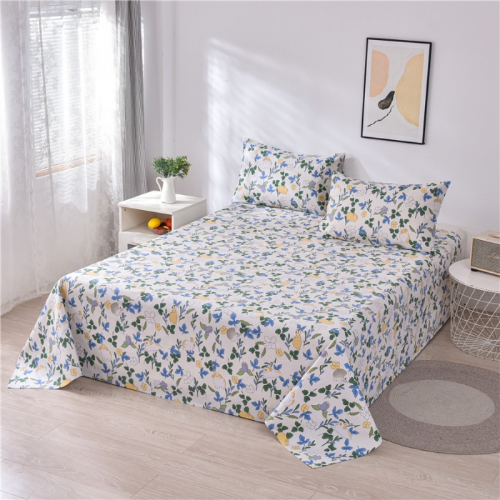 91家纺网 家纺一手货源 找家纺 韩后2025新款粗布印花床单枕套三件套花间兔