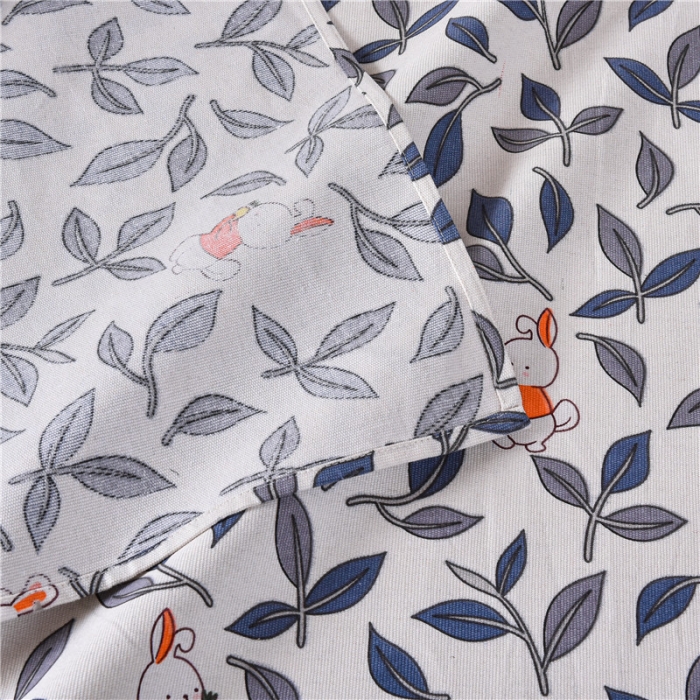 91家纺网 家纺一手货源 找家纺 韩后2025新款粗布印花床单枕套三件套花间小兔-红