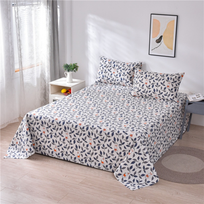 91家纺网 家纺一手货源 找家纺 韩后2025新款粗布印花床单枕套三件套花间小兔-红