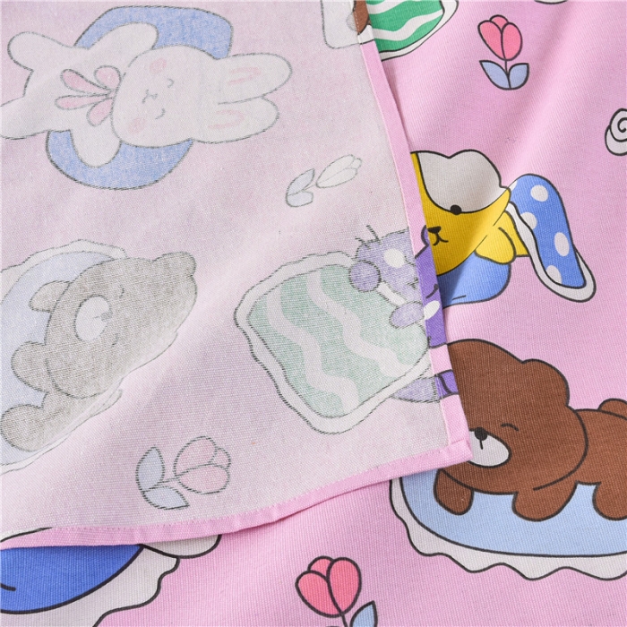 91家纺网 家纺一手货源 找家纺 韩后2025新款粗布印花床单枕套三件套欢乐派对