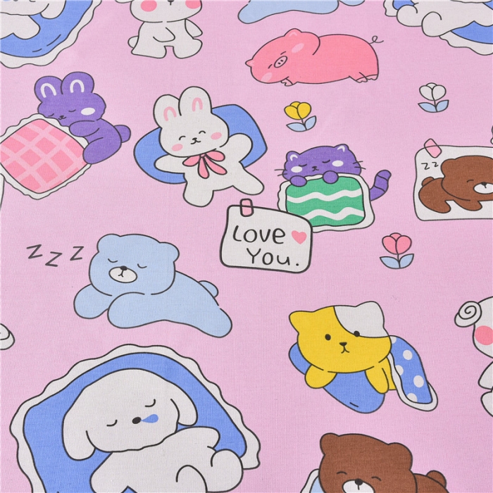 91家纺网 家纺一手货源 找家纺 韩后2025新款粗布印花床单枕套三件套欢乐派对