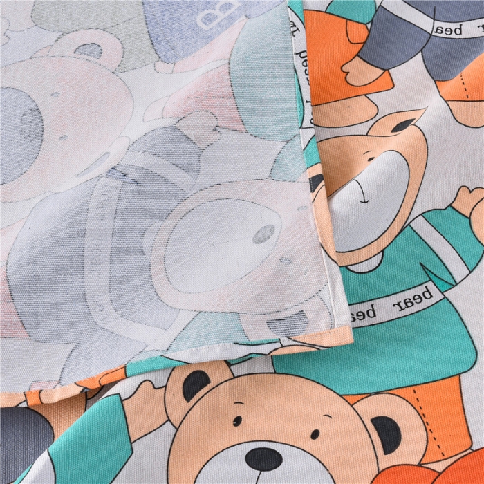 91家纺网 家纺一手货源 找家纺 韩后2025新款粗布印花床单枕套三件套欢乐熊