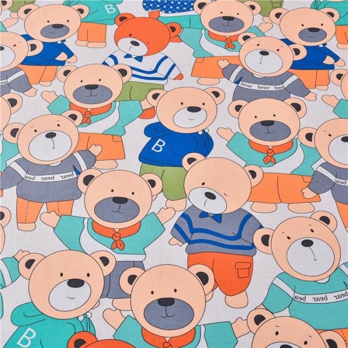 91家纺网 家纺一手货源 找家纺 韩后2025新款粗布印花床单枕套三件套欢乐熊