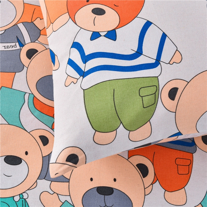 91家纺网 家纺一手货源 找家纺 韩后2025新款粗布印花床单枕套三件套欢乐熊