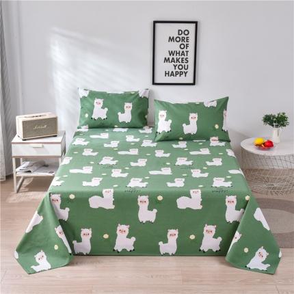 91家纺网 家纺一手货源 找家纺 韩后2025新款粗布印花床单枕套三件套快乐小羊