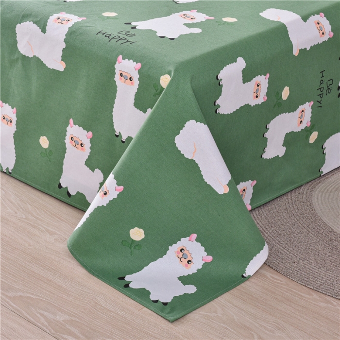 91家纺网 家纺一手货源 找家纺 韩后2025新款粗布印花床单枕套三件套快乐小羊