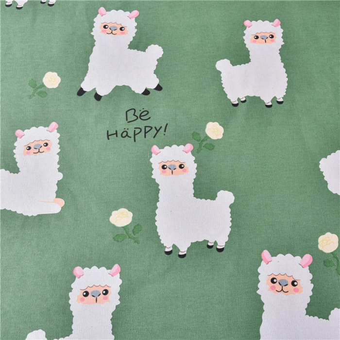 91家纺网 家纺一手货源 找家纺 韩后2025新款粗布印花床单枕套三件套快乐小羊