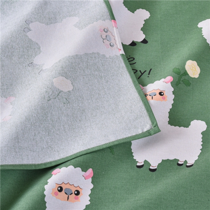 91家纺网 家纺一手货源 找家纺 韩后2025新款粗布印花床单枕套三件套快乐小羊