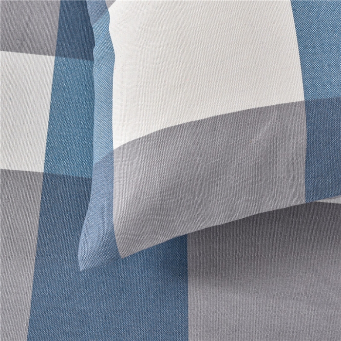 91家纺网 家纺一手货源 找家纺 韩后2025新款粗布印花床单枕套三件套蓝大格