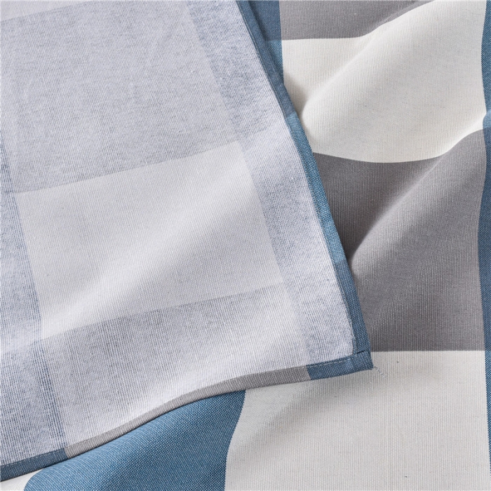 91家纺网 家纺一手货源 找家纺 韩后2025新款粗布印花床单枕套三件套蓝大格