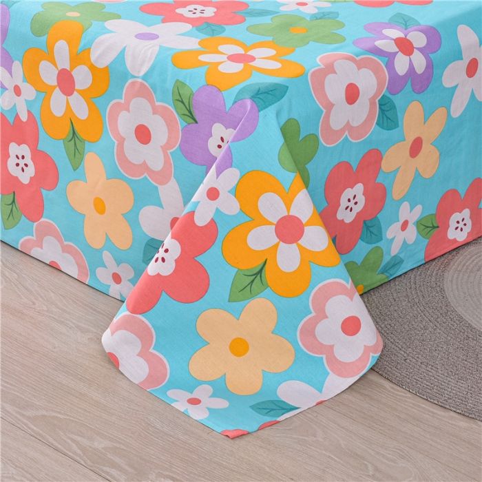 91家纺网 家纺一手货源 找家纺 韩后2025新款粗布印花床单枕套三件套漫步花间