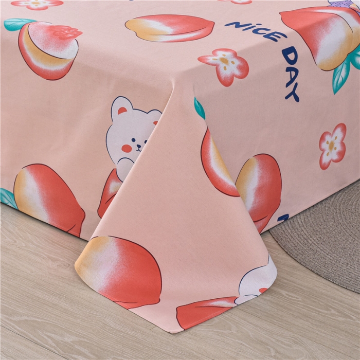 91家纺网 家纺一手货源 找家纺 韩后2025新款粗布印花床单枕套三件套蜜桃兔