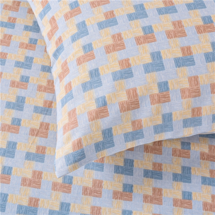 91家纺网 家纺一手货源 找家纺 韩后2025新款粗布印花床单枕套三件套千鸟格