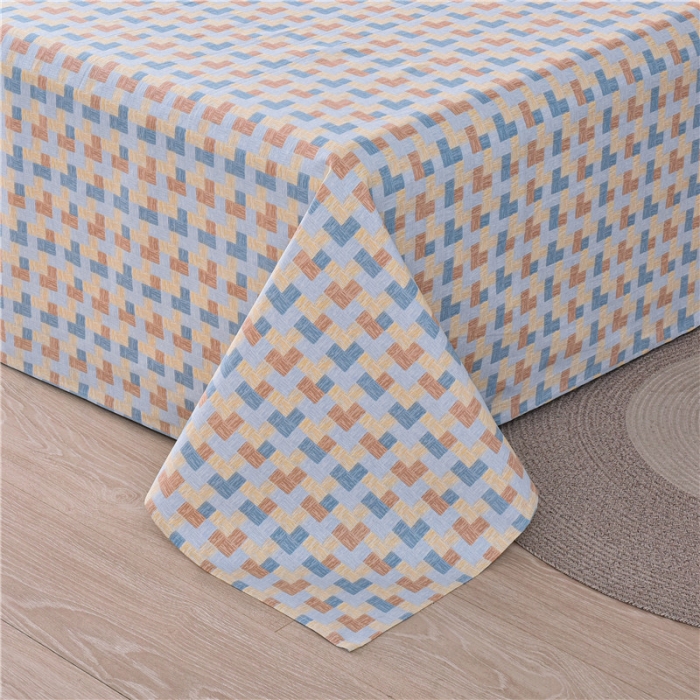 91家纺网 家纺一手货源 找家纺 韩后2025新款粗布印花床单枕套三件套千鸟格